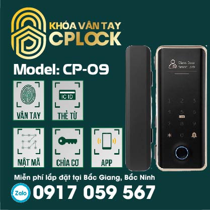 Khóa Vân Tay Bắc Giang - Khóa Cửa Kính Vân Tay Thông Minh CPLOCK CP-09 1 khoa van tay bac giang cp09 04